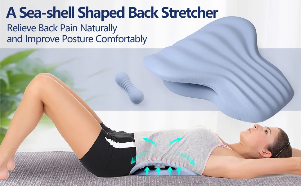 Back Stretcher for Back Pain Relief, Lower Back Stretcher Back Stretching Cushion, Lumbar Stretcher Device Helps with Spinal Stenosis Herniated Disc Sciatica Nerve - A Sea-shell Shaped Back Stretcher, Relieve Back Pain Naturally and Improve Posture