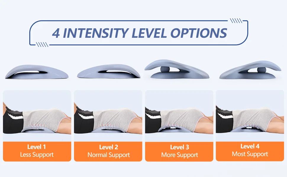 Back Stretcher for Back Pain Relief, Lower Back Stretcher Back Stretching Cushion, Lumbar Stretcher Device Helps with Spinal Stenosis Herniated Disc Sciatica Nerve - Back Stretcher with removable ball gives you 4 intensity-level options