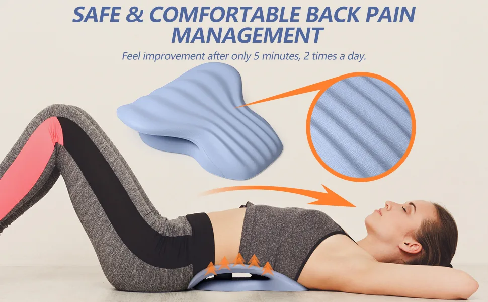Back Stretcher for Back Pain Relief, Lower Back Stretcher Back Stretching Cushion, Lumbar Stretcher Device Helps with Spinal Stenosis Herniated Disc Sciatica Nerve - Comfortable Back Pain Management