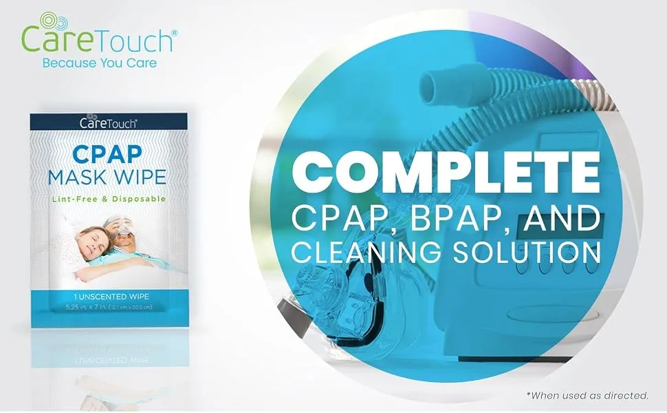 Care Touch CPAP Travel Mask Wipes - 25 Individually Wrapped CPAP Wipes - Unscented - Cleans CPAP, BiPAP, or Other Pap Masks - wipes