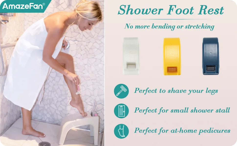AmazeFan Shower Foot Rest, Shower Foot Stool for Shaving Legs, Pedicure Foot Rest Stand White - product information 1