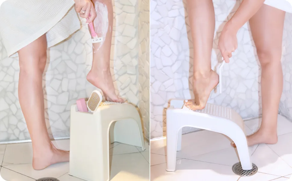 AmazeFan Shower Foot Rest, Shower Foot Stool for Shaving Legs, Pedicure Foot Rest Stand White - product information 8