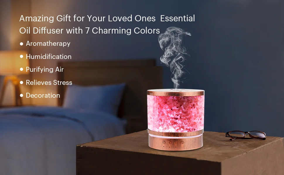 Autumn Rain Essential Oil Diffuser Himalayan Salt Lamp Cool Mist Humidifier 400 ml Ultrasonic Aroma Diffusers Humidifier 7 Colors Changing LED Night Lights Gifts Ideas for Mom 400ML - Essential Oil Diffuser