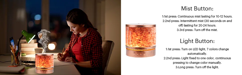 Autumn Rain Essential Oil Diffuser Himalayan Salt Lamp Cool Mist Humidifier 400 ml Ultrasonic Aroma Diffusers Humidifier 7 Colors Changing LED Night Lights Gifts Ideas for Mom 400ML - Essential Oil Diffuser