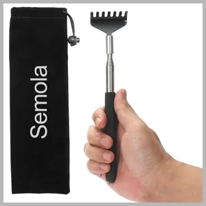 Upgrade Telescoping Back Scratcher, Metal Backscratchers for Men Women Adults Dad Kid,Extendable Back Massager Scratchers,Black Retractable Back Tool (Black+2pack) - BACK04
