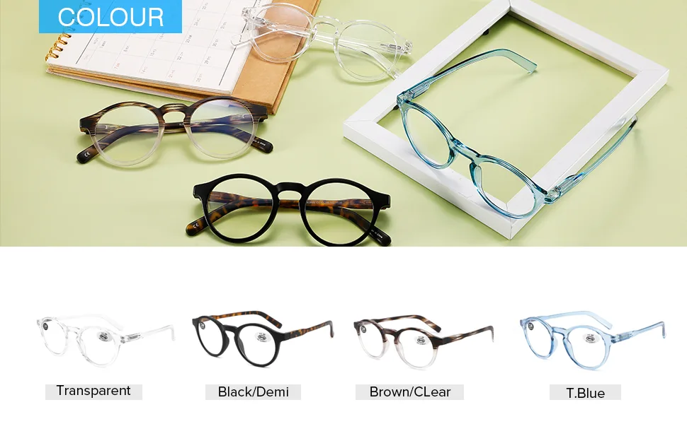 CECTHNIA 4-Pack Round Blue Light Blocking Reading Glasses For Men With Spring hinge(Mix)1.5 Mix 1.5 x - four color one set