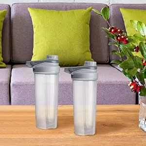 EYMPEU 2 Pack 24oz Shaker Bottle Work Out Dishwasher Safe BPA & Phthalate-free Leakproof. Solid Screw lid blender Cup Bottles for Protein Mixes, Clear - Protein Shaker Bottle
