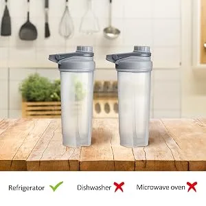 EYMPEU 2 Pack 24oz Shaker Bottle Work Out Dishwasher Safe BPA & Phthalate-free Leakproof. Solid Screw lid blender Cup Bottles for Protein Mixes, Clear - Shaker Cup