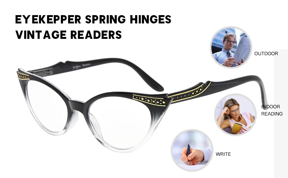Eyekepper Cateyes Womens Reading Glasses (Black-Transparent, +3.50) +3.50 Black-transparent - CATEYE READING GLASSES
