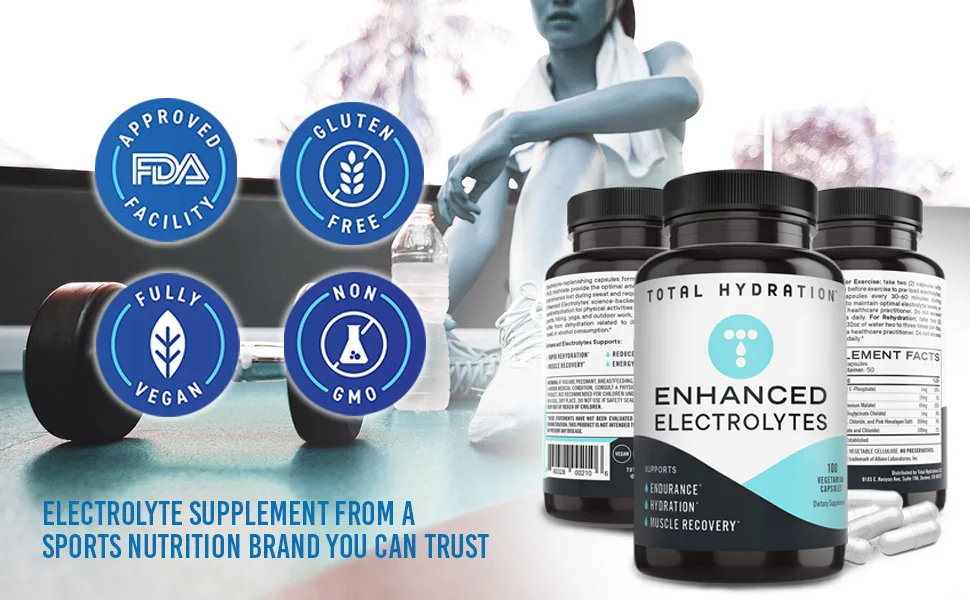Total Hydration Electrolyte Capsules (100ct) Low Carb Natural Replacement Rehydration Salts with Magnesium, Zinc, Calcium, Sodium, Support for Keto, Electrolyte Salts - kylyte drops plant based hydration supplement keto friendly electrolyte concentrate