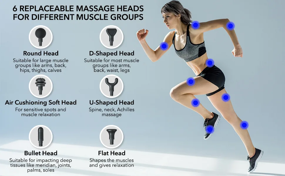 Massage Gun Deep Tissue, Handheld Electric Body Back Massager, High Percussion Muscle Massage Device for Athletes with 10 Attachments Silver - massage gun deep tissue