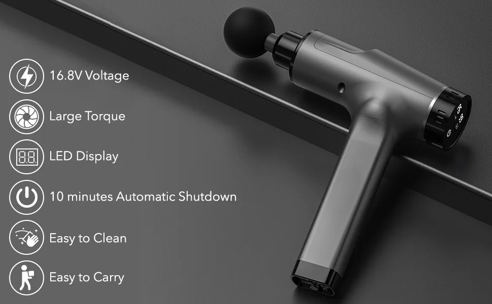 Massage Gun Deep Tissue, Handheld Electric Body Back Massager, High Percussion Muscle Massage Device for Athletes with 10 Attachments Silver - massager gun