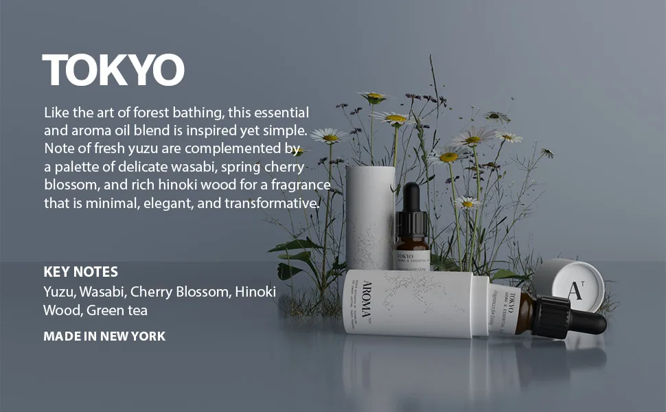 AromaTech Tokyo Aroma Oil for Scent Diffuser, Premium Yuzu, Wasabi, Cherry Blossom, Hinoki Wood, Green Tea Diffuser Blend, Luxury Diffuser Oil for Cold-Air and UltraSonic Scent Machine - 10 Milliliter Tokyo 0.3 Fl Oz (Pack… - essential oils for diffuser aroma oils essential oils for diffuser diffusers for essential oils