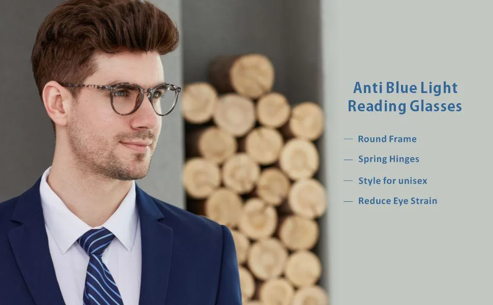 CARA Reading Glasses 4 Pack Round Frame Spring Hinge Computer Reader for Men and Women (1 Anti-blue Reading Glasses+3 Readers) New 4 Pack Mix 3.5 Diopters - CARA READING GLASSES ANTI BLUE LIGHT