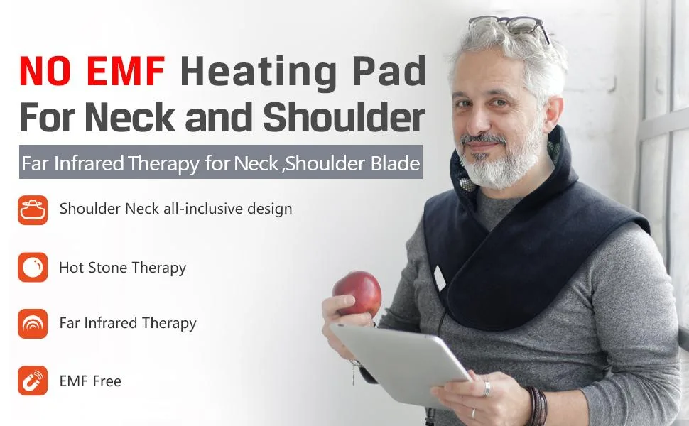 UTK Heating Pad for Neck and Shoulder, Natural Jade and Tourmaline Stones, Auto Shut Off, Memory Function,Temperature Adjustable,EMF Free (Size 23.2"X17.7'') 1 Count (Pack of 1) - neck and shoulder heating pad
