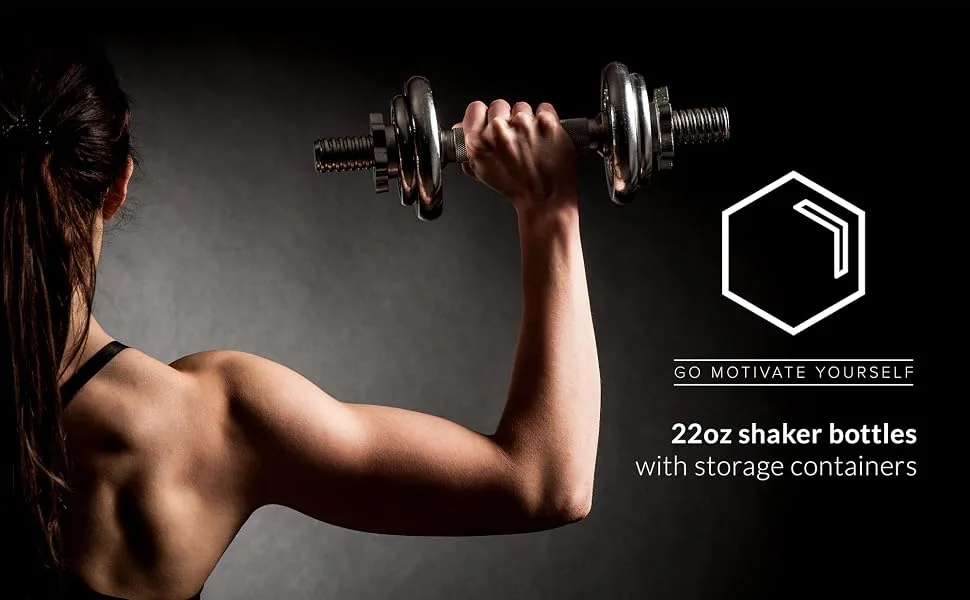 [2 Pack] 20 Ounce Shaker Bottle with Attachable Storage Compartments (White & Black - 2 Pack) | Protein Shaker Cup with Wire Whisk Balls | Attachable Container Storage for Protein or Supplements 20 Ounces - Plain White & B… - shaker bottle with storage containers motivational gym fitness gift workout motivation gomoyo