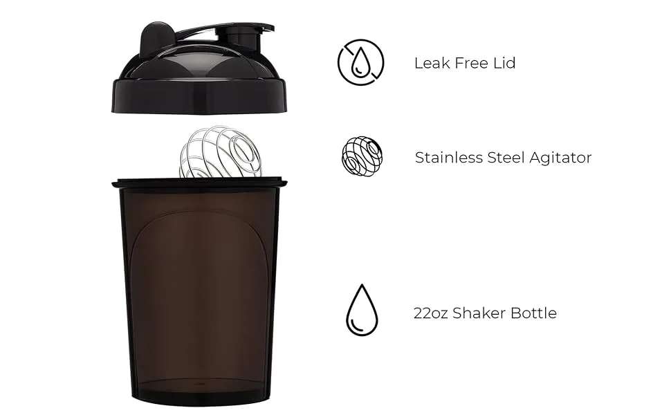 [2 Pack] 20 Ounce Shaker Bottle with Attachable Storage Compartments (White & Black - 2 Pack) | Protein Shaker Cup with Wire Whisk Balls | Attachable Container Storage for Protein or Supplements 20 Ounces - Plain White & B… - shaker bottle with storage containers motivational gym fitness gift workout motivation gomoyo