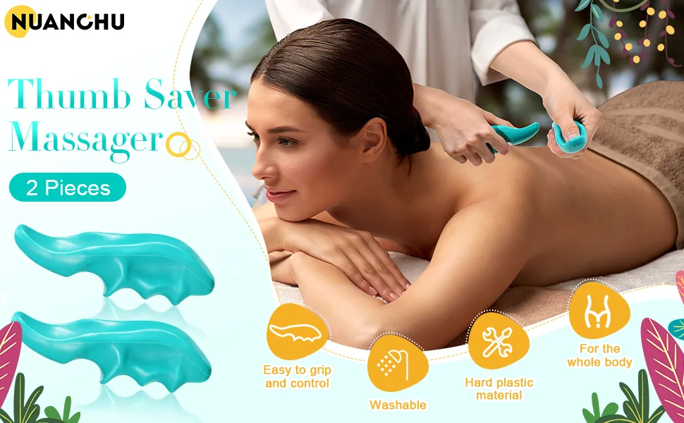 2 Pieces Thumb Massager Saver Deep Tissue Massage Tool Include 2 Green Thumb Protector Tool Point Massager for Gentle Point Massage - product information 1