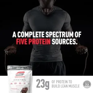 Protein Powder by Granite | 30 Servings of Complete Spectrum Protein to Build Lean Muscle | 5 Protein Sources: Whey Concentrate, Micellar Casein, Isolate, Grass Fed Beef, Egg White | 2lb (Chocolate) - complete spectrum