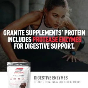 Protein Powder by Granite | 30 Servings of Complete Spectrum Protein to Build Lean Muscle | 5 Protein Sources: Whey Concentrate, Micellar Casein, Isolate, Grass Fed Beef, Egg White | 2lb (Chocolate) - digestive enzymes