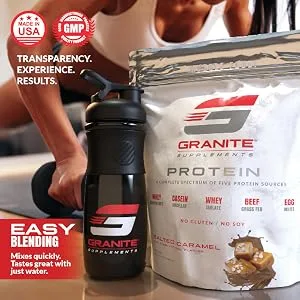 Protein Powder by Granite | 30 Servings of Complete Spectrum Protein to Build Lean Muscle | 5 Protein Sources: Whey Concentrate, Micellar Casein, Isolate, Grass Fed Beef, Egg White | 2lb (Chocolate) - protein easy blending