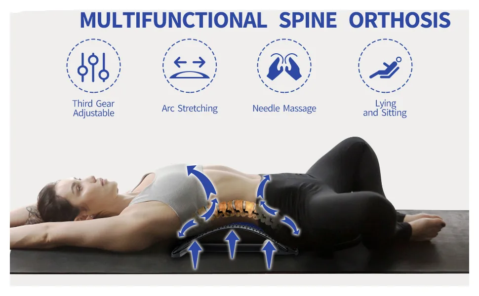 Back Stretcher Support, Lumbar Back Pain Relief Device Multi-Level Spine Deck Back Stretching Back Massager for Herniated Disc, Sciatica, Scoliosis Spinal Lower and Upper Back - Back stretcher
