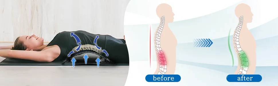 Back Stretcher Support, Lumbar Back Pain Relief Device Multi-Level Spine Deck Back Stretching Back Massager for Herniated Disc, Sciatica, Scoliosis Spinal Lower and Upper Back - Back stretcher