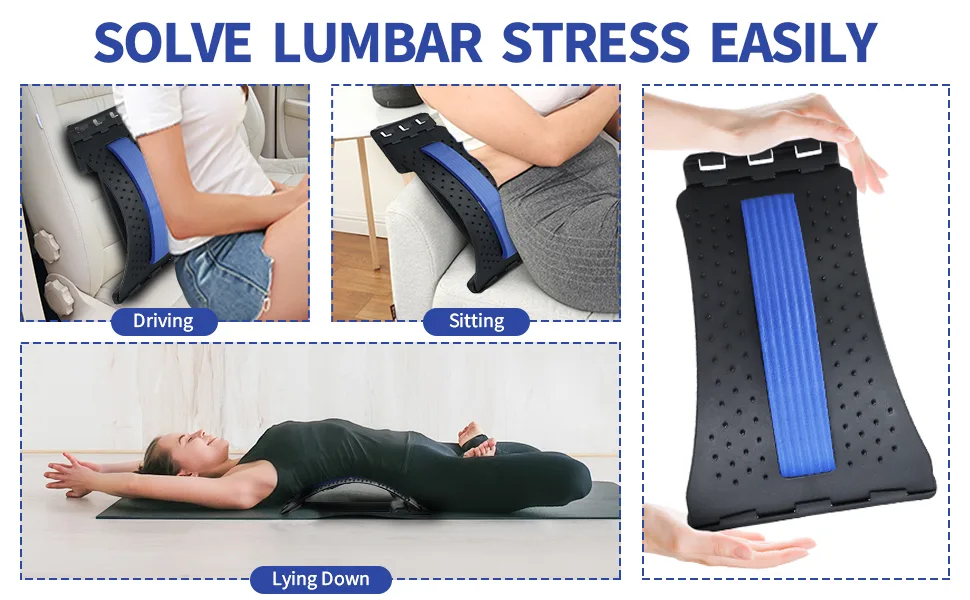 Back Stretcher Support, Lumbar Back Pain Relief Device Multi-Level Spine Deck Back Stretching Back Massager for Herniated Disc, Sciatica, Scoliosis Spinal Lower and Upper Back - Back stretcher