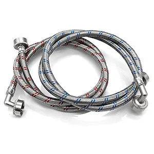 Cenipar Washing Machine Hoses 6feet Premium Stainless Steel with 90 Degree Elbow, Burst Proof (cost-effective 2 pack) Red and Blue Striped Water Connection Inlet Supply Lines 6 Feet - product information 5