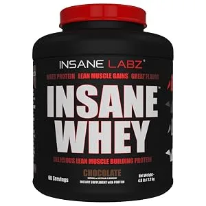 Insane Labz Insane Whey,100% Muscle Building Whey Isolate Protein, Post Workout, BCAA Amino Profile, Mass Gainer, Meal Replacement, 5lbs, 60 Srvgs, (Chocolate) - whey protein