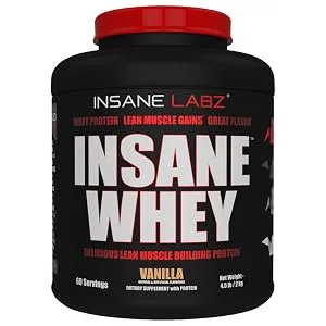 Insane Labz Insane Whey,100% Muscle Building Whey Isolate Protein, Post Workout, BCAA Amino Profile, Mass Gainer, Meal Replacement, 5lbs, 60 Srvgs, (Chocolate) - whey protein