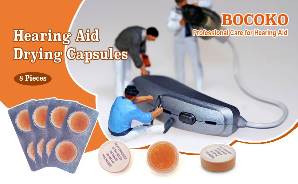 8 Pieces Hearing Aid Drying Capsules C&C Dry-Cap for Phonak, Starkey and Unitron Charger Case - hearing aid drying capsules