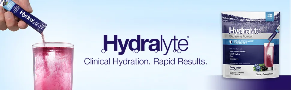 Hydralyte Immunity - Electrolyte Powder Packets | Elderberry and Vitamin C Hydration Packets for Immune Support | All Natural Hydration Powder with Zinc and Electrolytes | (8oz Serving, 12 Count) - Hydralyte