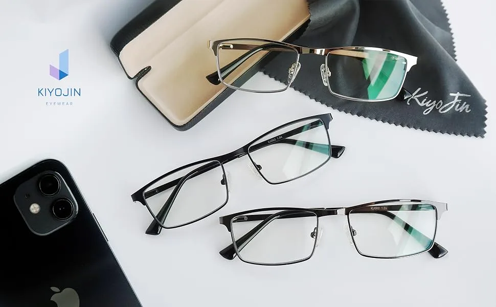 Blue Light Blocking Reading Glasses for Men Metal Quality Classic Frame Computer Readers UV400 Protect Spring Hinges (matte black, 2.5) Matte Black 2.5 x - KIYOJIN mens reading glasses