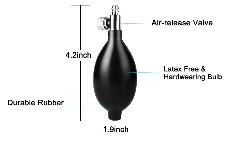 Lamoutor 3Pcs Blood Pressure Latex Bulb Replacement Inflation Bulb Pump Hand Squeeze Sphygmomanometer Bulb with Air Release Valve - product information 2