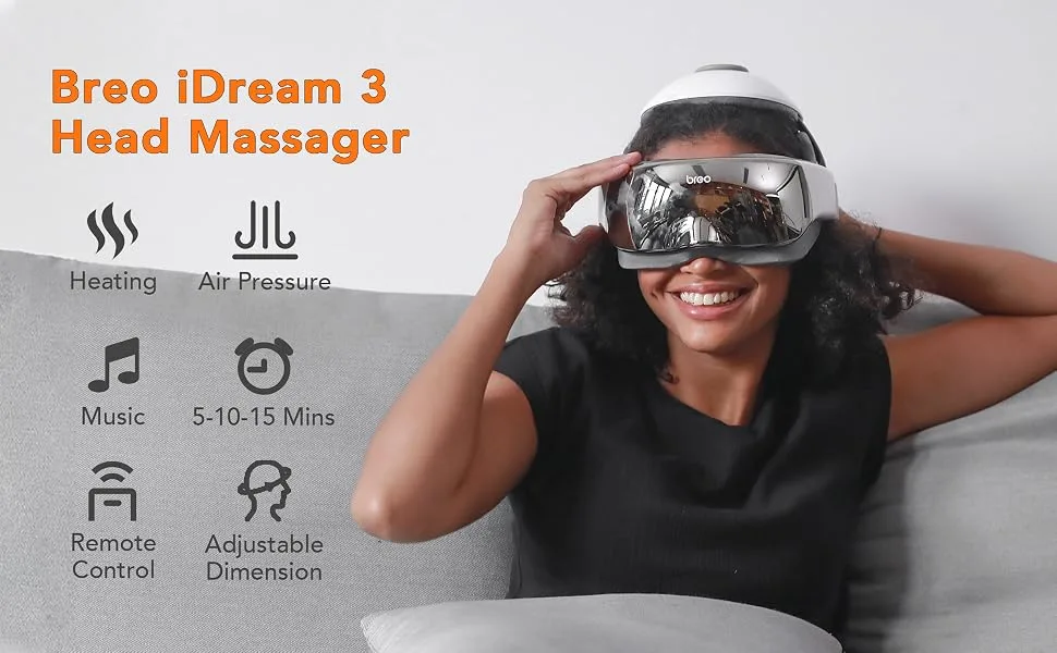 Breo iDream3 Rechargeable Head Massager with Air Pressure Acupoint Massage Cordless Massager for Stress Relief Better Sleep - breo idream3 head massager