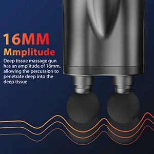 Massage Gun, Double-Head Massage Gun Deep Tissue with 6 Sets (Total 12) Massage Heads 4 Speeds Percussion Massager for Athletes Black-em17 - product information 5