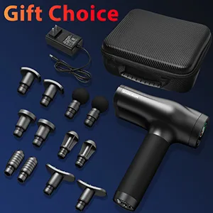 Massage Gun, Double-Head Massage Gun Deep Tissue with 6 Sets (Total 12) Massage Heads 4 Speeds Percussion Massager for Athletes Black-em17 - product information 6
