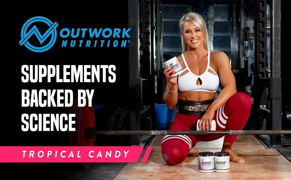 Outwork Nutrition Pre-Workout Supplement with Nootropics - Energy & Mental Focus for Better Workouts - Backed by Science (Tropical Candy, 226 Grams) - preworkout work workout powder beta prework womens energy men workoit lemonade ring pop preqorkout