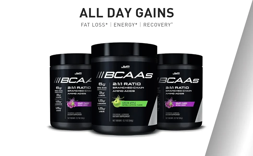 JYM Supplement Science, BCAAs, 2:1:1 Ratio, Branch Chain Amino Acids, 40 Servings, Peach Rings - BCAAs