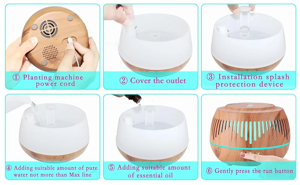 Essential Oil Diffuser Aromatherapy Humidifier: 500ml Ultrasonic Aroma Air Vaporizer Remote Control for Large Room - Cool Mist Diffusers for Bedroom Home White (Black) (White) - product information 4
