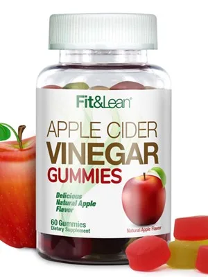 Fit & Lean Apple Cider Vinegar Gummies, with "The Mother", Supports Digestion, Appetite Control, Weight Management, Ginger Root, 60 Count - Fit & Lean ACV Gummies