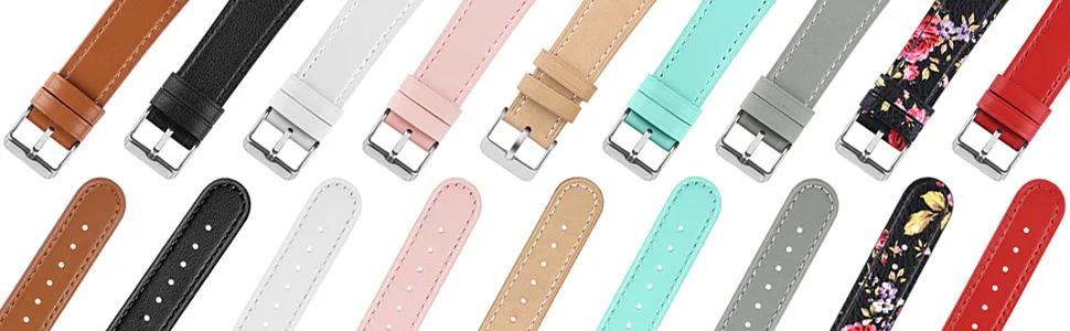 POHNUI 3 Pack Leather Bands Compatible with Fitbit Versa 2/Versa/Versa Lite/Versa SE for Women Men, Adjustable Soft Leather Replacement Strap Wristband for Fitbit Versa Smart Watch Green+Pink+Gray - fitbit versa band