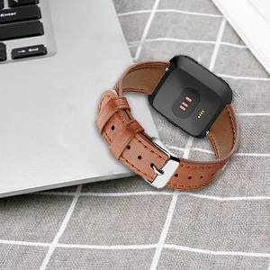 POHNUI 3 Pack Leather Bands Compatible with Fitbit Versa 2/Versa/Versa Lite/Versa SE for Women Men, Adjustable Soft Leather Replacement Strap Wristband for Fitbit Versa Smart Watch Green+Pink+Gray - versa bands
