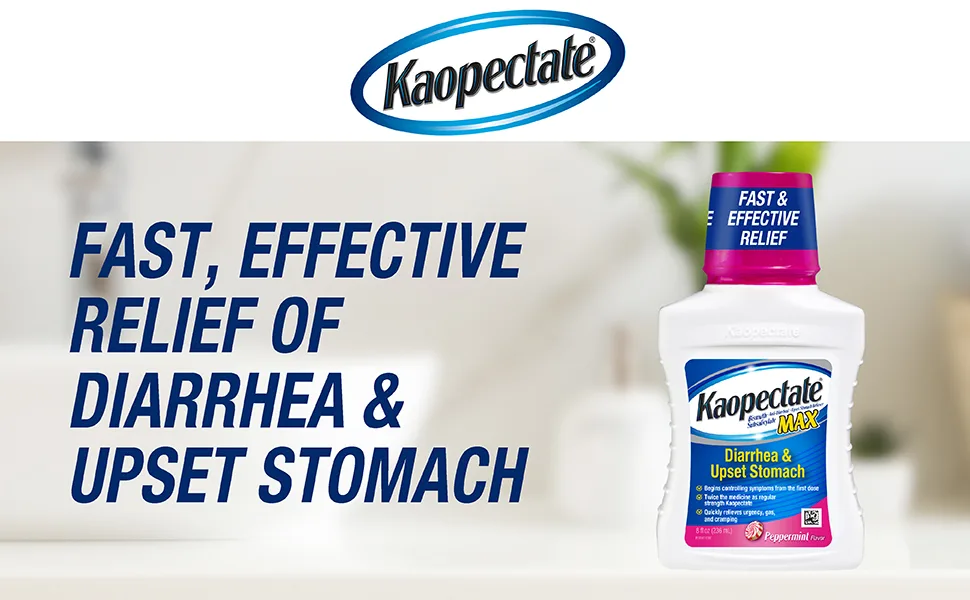 Kaopectate Max Peppermint 8oz - Kaopectate, anti diarrhea pills, diarrhea medication, , gas relief, pepto bismol, banatrol plus