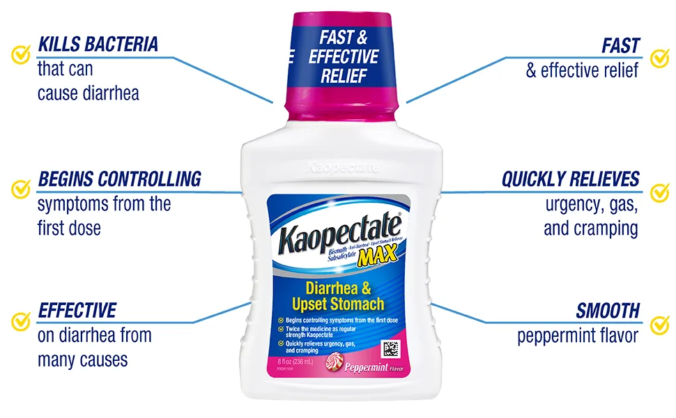 Kaopectate Max Peppermint 8oz - Kaopectate, anti diarrhea pills, diarrhea medication, , gas relief, pepto bismol, banatrol plus
