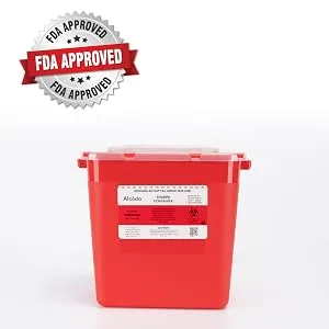 Alcedo Sharps Container for Home Use 2 Gallon (3-Pack), Biohazard Needle and Syringe Disposal, Professional Medical Grade - Strict Quality Standard