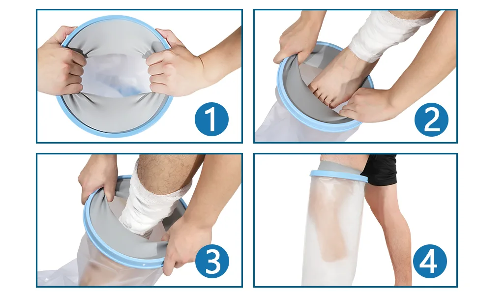 Sumifun Extra Large Shower Foot Protector, Waterproof Adult Leg Cast Covers with Non-Slip Padding Bottom, Keep Cast Dry Protection - waterproof shower cast cover shower cast leg cover shower cast cover leg cast waterproof cover leg