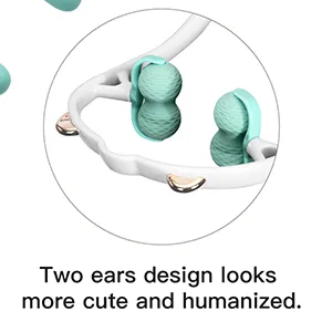 Veewook Upgrade 360° Dual Roller Ball Rolling Manual Neck Massager Tool,Handheld Pressue Point Neck Shoulder Massager with Roller Balls Green - Added two cute ears looks more cute and hamanized intersting