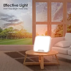 Light Therapy Lamp, Ultra-Thin UV-Free 10000 Lux Therapy Light, Touch Control with Stepless Brightness Levels and 4 Timer Function, Memory Function, 90°Rotatable Stand for a Happy Life White - light therapy